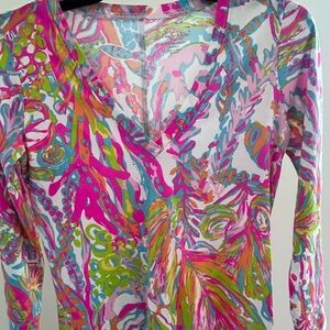 Lilly Pulitzer Graphic Pink and Purple Long Sleeve Dress